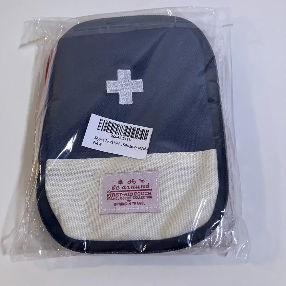 Kilyowa First Aid Pouch 2 Pack Mini Travel Organizer Red Blue Medical Emergency‎